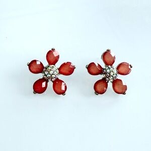 Elegant Red Floral Earrings